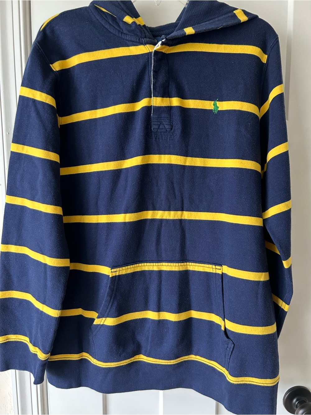 Ralph Lauren Navy and Yellow Striped Hooded Pullover